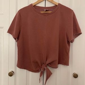 H&M Cropped Tie Front Top